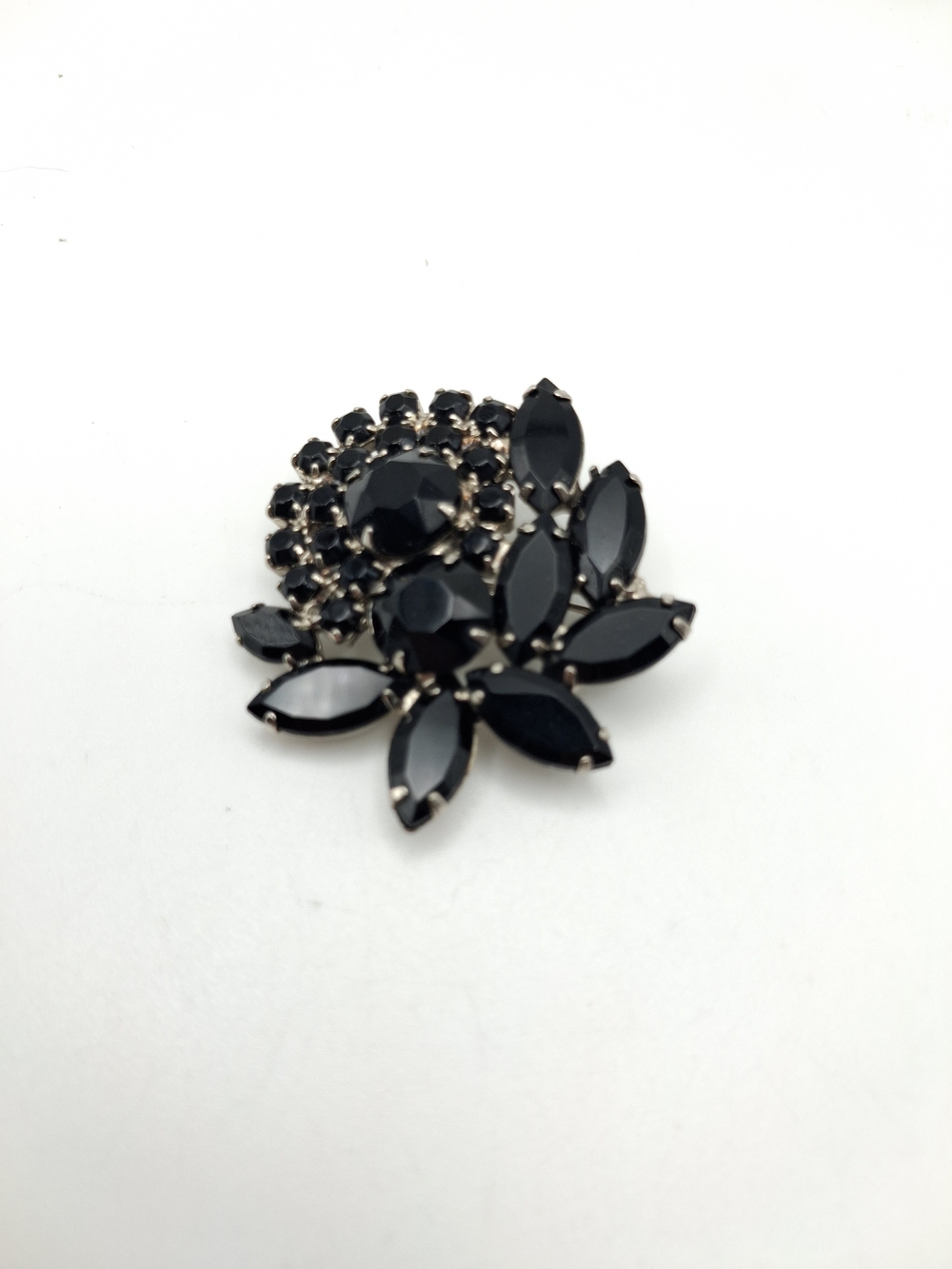 Elegant Black Crystal Floral Brooch - Classic Women's Jewelry